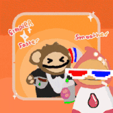 a cartoon of a monkey wearing 3d glasses with the words simpler foster and smoother below it
