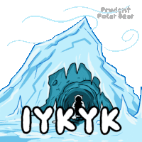 a cartoon drawing of an iceberg with the words oyk yk written on it