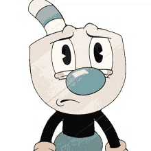 thinking mugman the cuphead show hmm contemplating