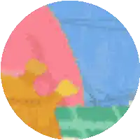 a pixel art of a circle with a pink and blue portion