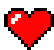 a pixel art heart with a white arrow pointing to the right