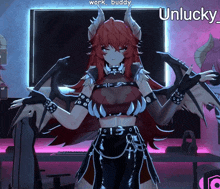 a screenshot of a video game character with the name unlucky