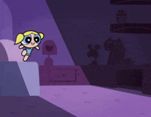 bubbles from the powerpuff girls is flying in the air