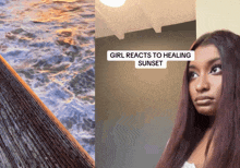 girl reacts to healing sunset with a picture of a sunset