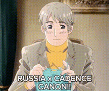 a man is knitting with the words russia x cadence canon