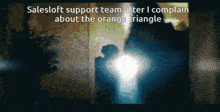 a screen that says salesloft support team after i complain about the orange triangle on it