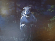 a painting of a horse standing in the grass at night