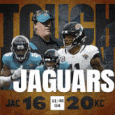 a poster for the jaguars showing a coach and players