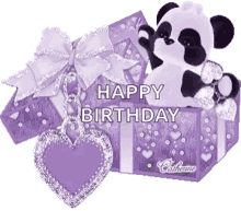 happy birthday purple panda sparkles gift