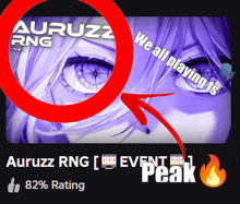 an advertisement for auruzz rng shows a girl with purple hair