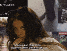 a woman with cat ears says " can you guys relax she 's just some femcel pick me e girl "
