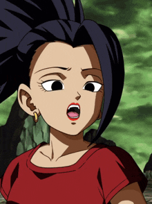 a close up of a cartoon character with a red shirt