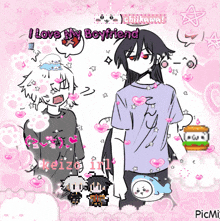a drawing of a girl and a boy with the words i love my boyfriend