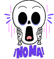 Suprised Skull Says "No" In Spanish. Sticker - Juan Cráneo Carlos Noma Shocked Stickers