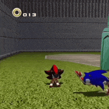 sonic and shadow are playing a video game together .