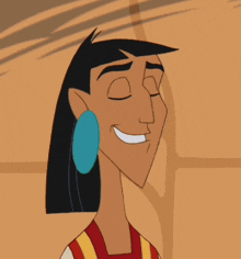 a cartoon character with a blue earring on his right ear