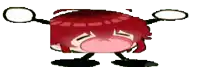 a pixel art drawing of a girl with red hair and a pink mouth .