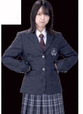 a girl in a school uniform has a badge on her jacket that says ' rc ' on it