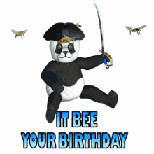 Happy Birthday Pirate Birthday Bees GIF - Happy Birthday Pirate Birthday Bees It Bee Your Birthday GIFs