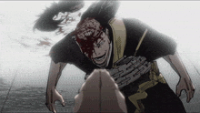 a cartoon of a man with blood on his face