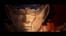 a close up of a cartoon character 's face with a light shining on it