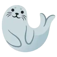 a cartoon drawing of a seal with the letter s on its tail