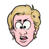a cartoon drawing of a man with a tear coming out of his nose