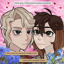 a picture of two anime characters with a caption that says i love you