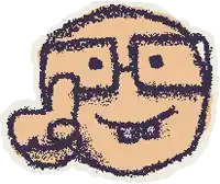 a drawing of a man 's face with glasses and a thumbs up