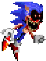 a pixel art of a sonic the hedgehog with a red mouth