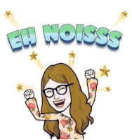 a cartoon of a woman with her fist in the air and the words eh noisss behind her .