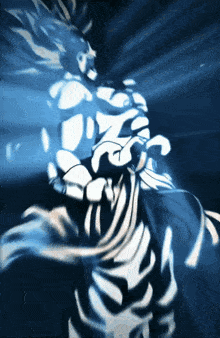 a silhouette of a person with a blue light behind them