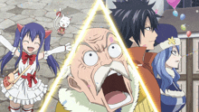 a group of anime characters including wendy and gray are standing next to each other