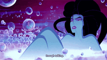 a cartoon of a woman in a bathtub with bubbles and the words enough talking