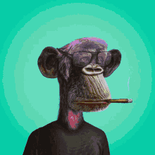 a monkey wearing a helmet and glasses smoking a cigarette