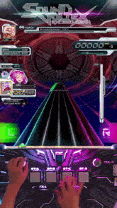 a person is playing a video game called sound voltex speed gear