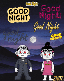 a poster that says good night with a man and woman