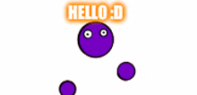 a purple circle with circles around it and the words hello d