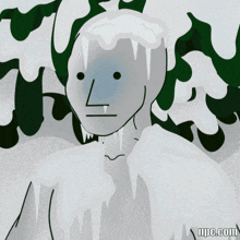 a cartoon of a man covered in ice with the website npc.com in the bottom right corner