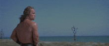 arnold schwarzenegger is holding a sword in the air