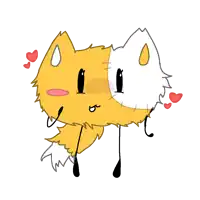a drawing of a fox with hearts around it 's head