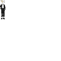 a pixel art illustration of a man in a suit with a rabbit head .