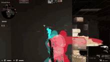 a screenshot of a video game shows a stack of boxes and a purple light