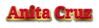 anita cruz is written in red and gold letters on a white background
