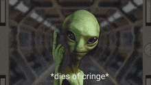 a statue with the words * dies of cringe * written on it