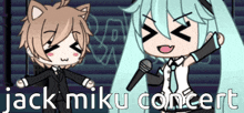 a poster for a jack miku concert shows a boy and a girl singing into microphones