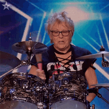 Playing Drums Crissy Lee GIF - Playing Drums Crissy Lee Britains Got Talent GIFs
