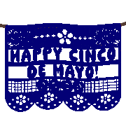 a blue banner says happy cinco de mayo