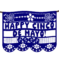 a blue banner says happy cinco de mayo
