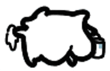 a drawing of a sheep with a tail on a white background .